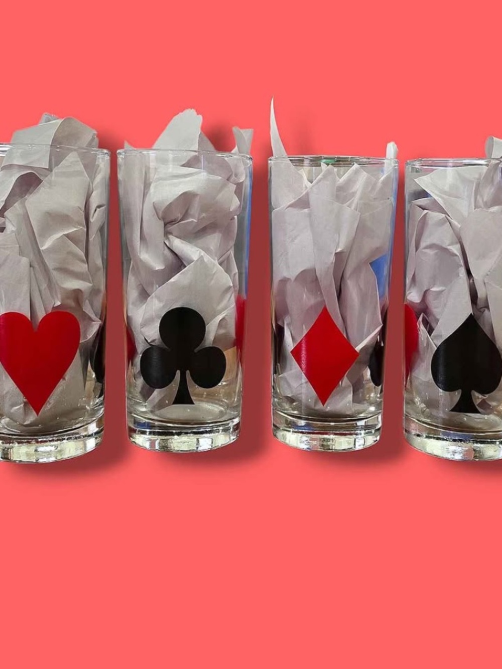 Vintage Highballer Card Suit Glasses - Set of 4